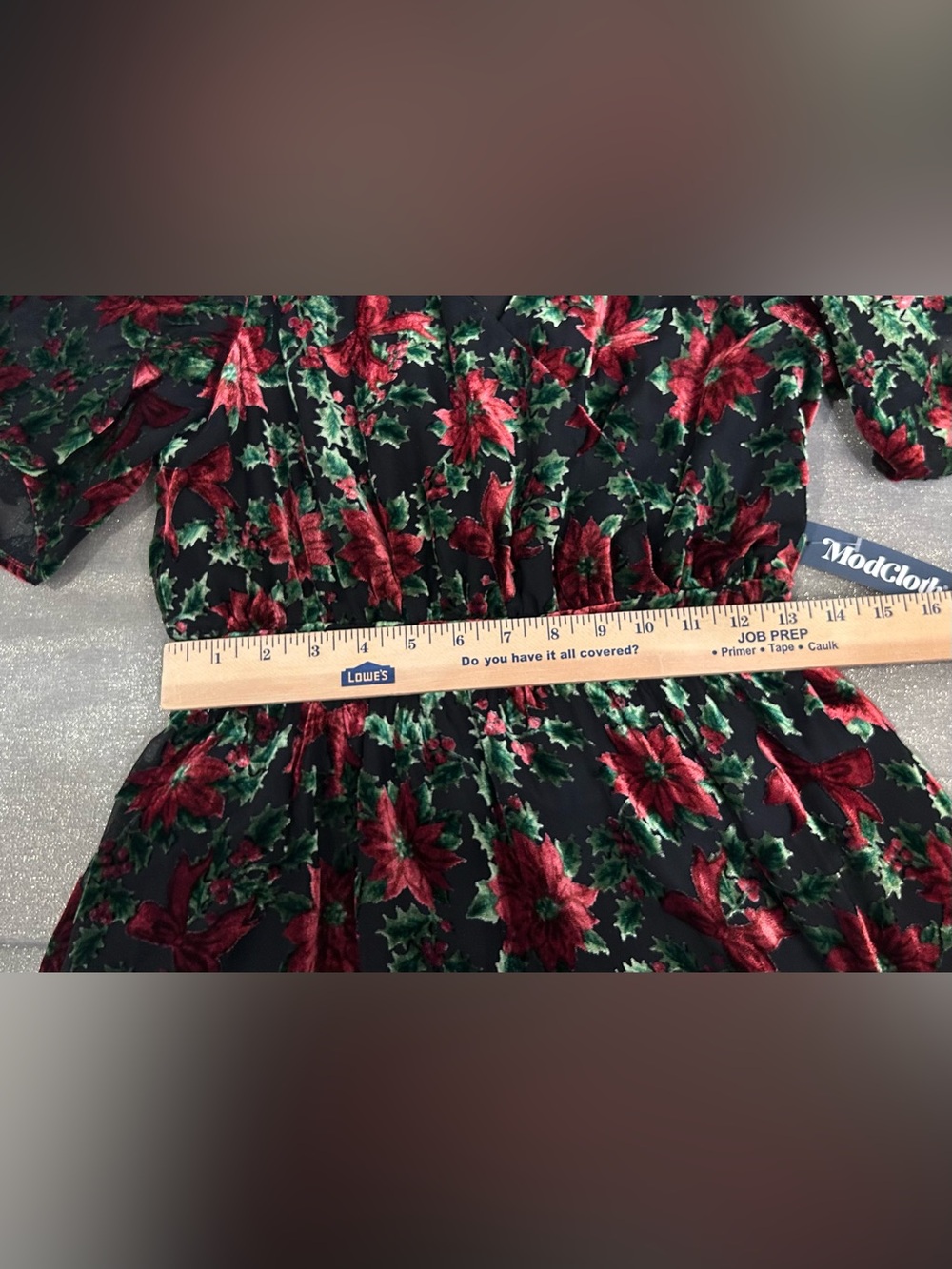 ModCloth Black Midi Dress with Red Floral Pattern - Picture 12 of 12